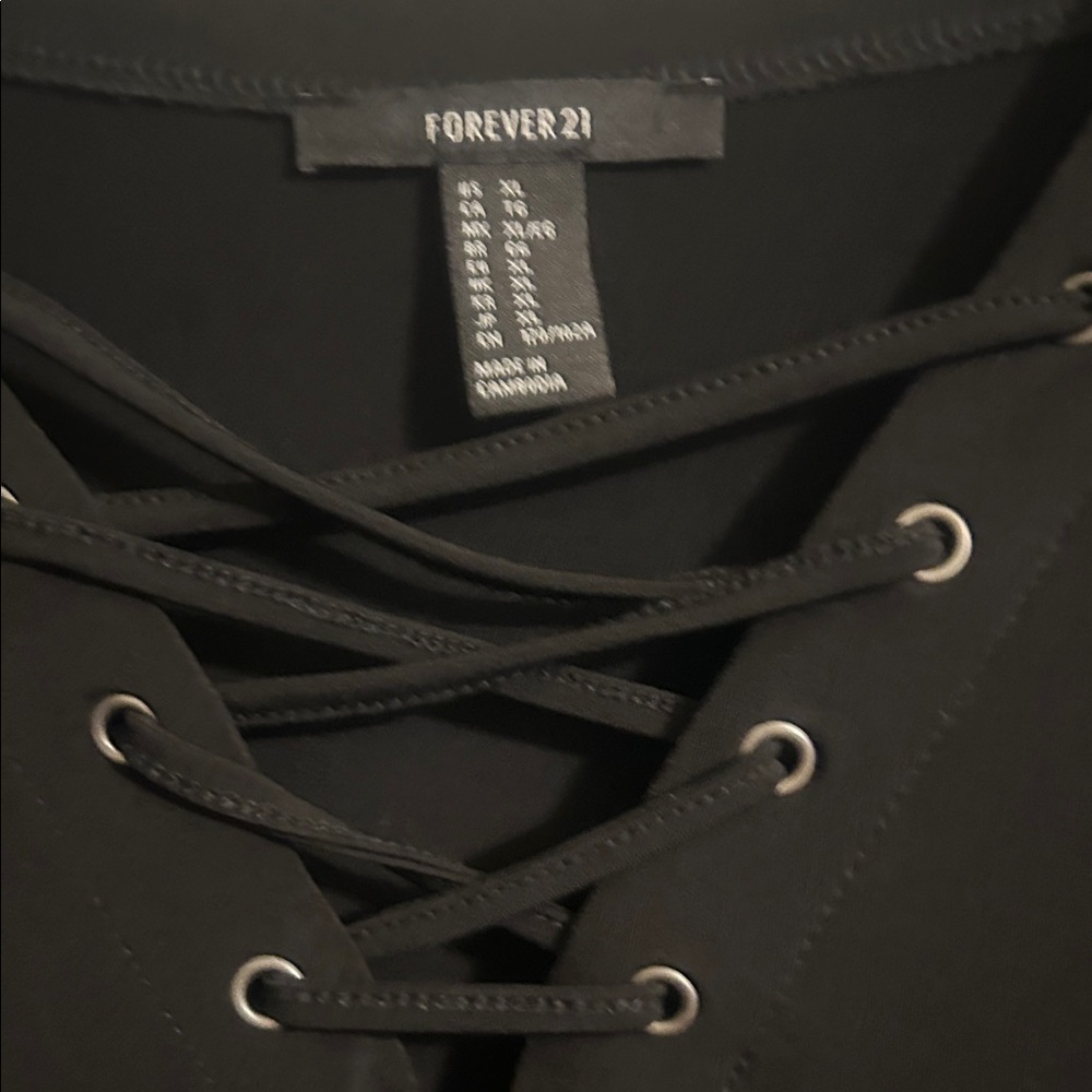 Forever 21 Black Lace-Up Dress